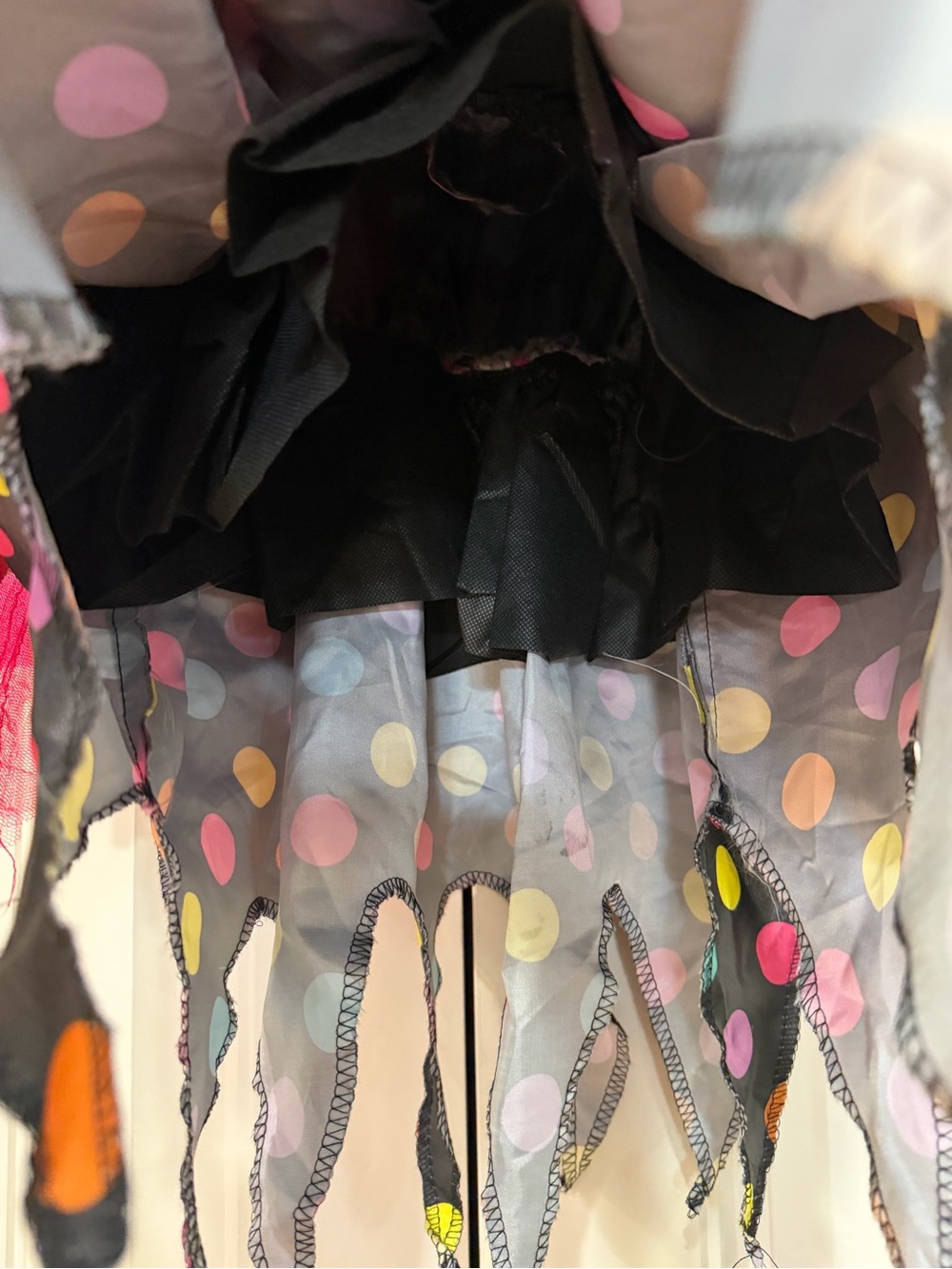 Kids Rainbow Polka Dot Witch Costume Dress - Black with Pink & Teal S(6-6X) - Picture 4 of 9